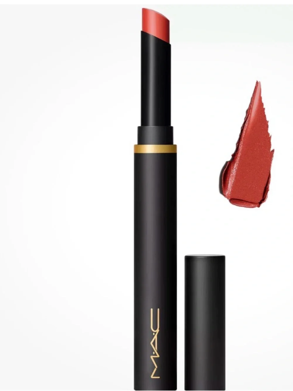 Sweet Cinnamon, NIB MAC Powder Kiss Velvet Blur Slim Stick Lipstick.